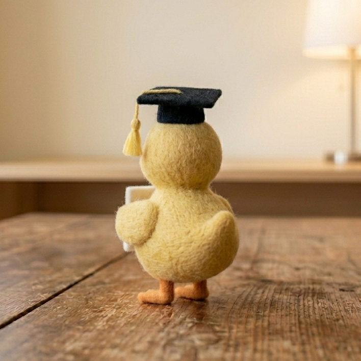 Handmade Wool Felt "Big Dill" Graduation Duck Figurine – Cute Graduation & Encouragement Gift