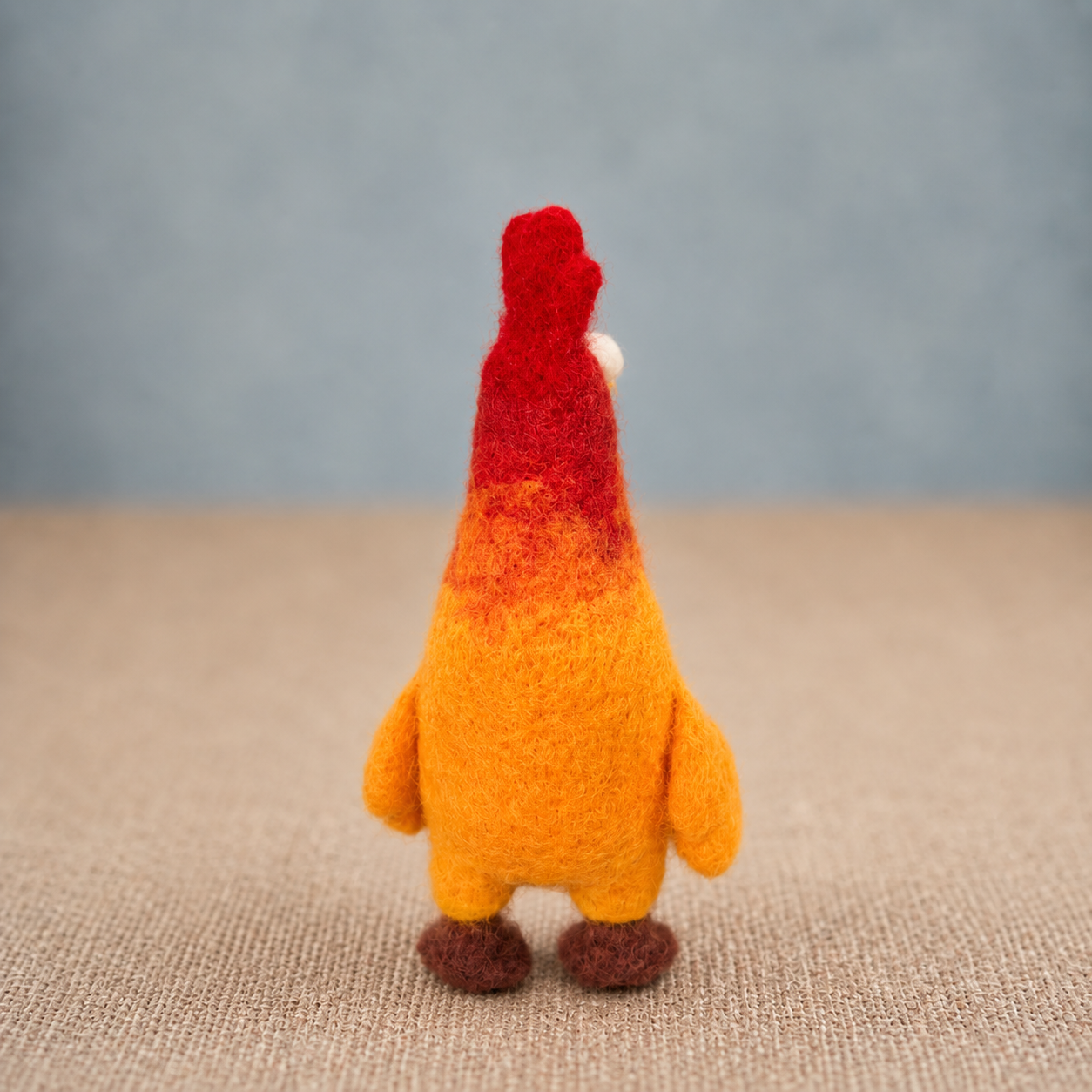 Handmade Wool Felt Goofy Chicken Figurine – Cute Whimsical Decor