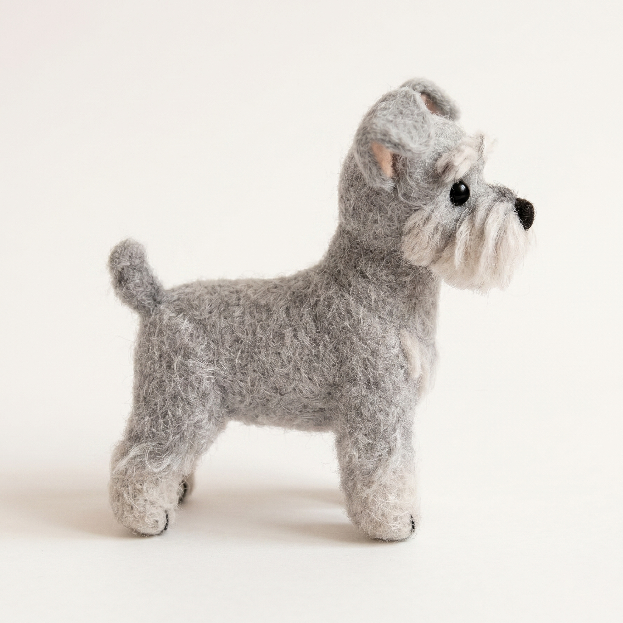 Handmade Wool Felt Schnauzer Puppy Figurine – Cute Dog Lovers Decor
