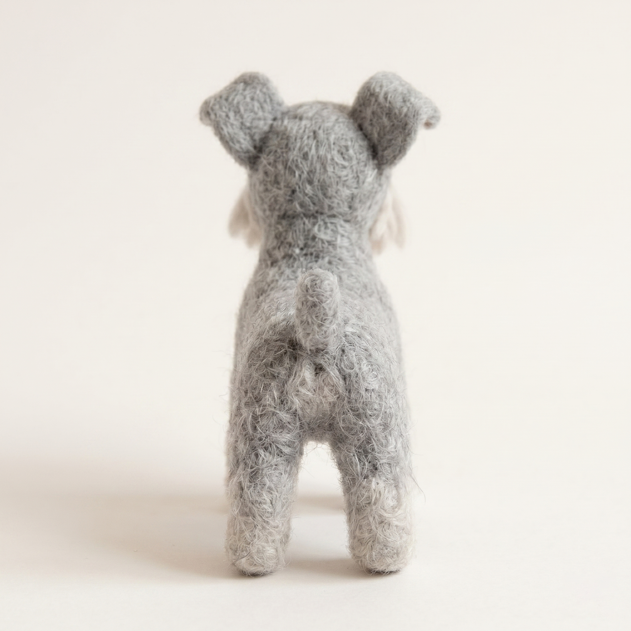 Handmade Wool Felt Schnauzer Puppy Figurine – Cute Dog Lovers Decor