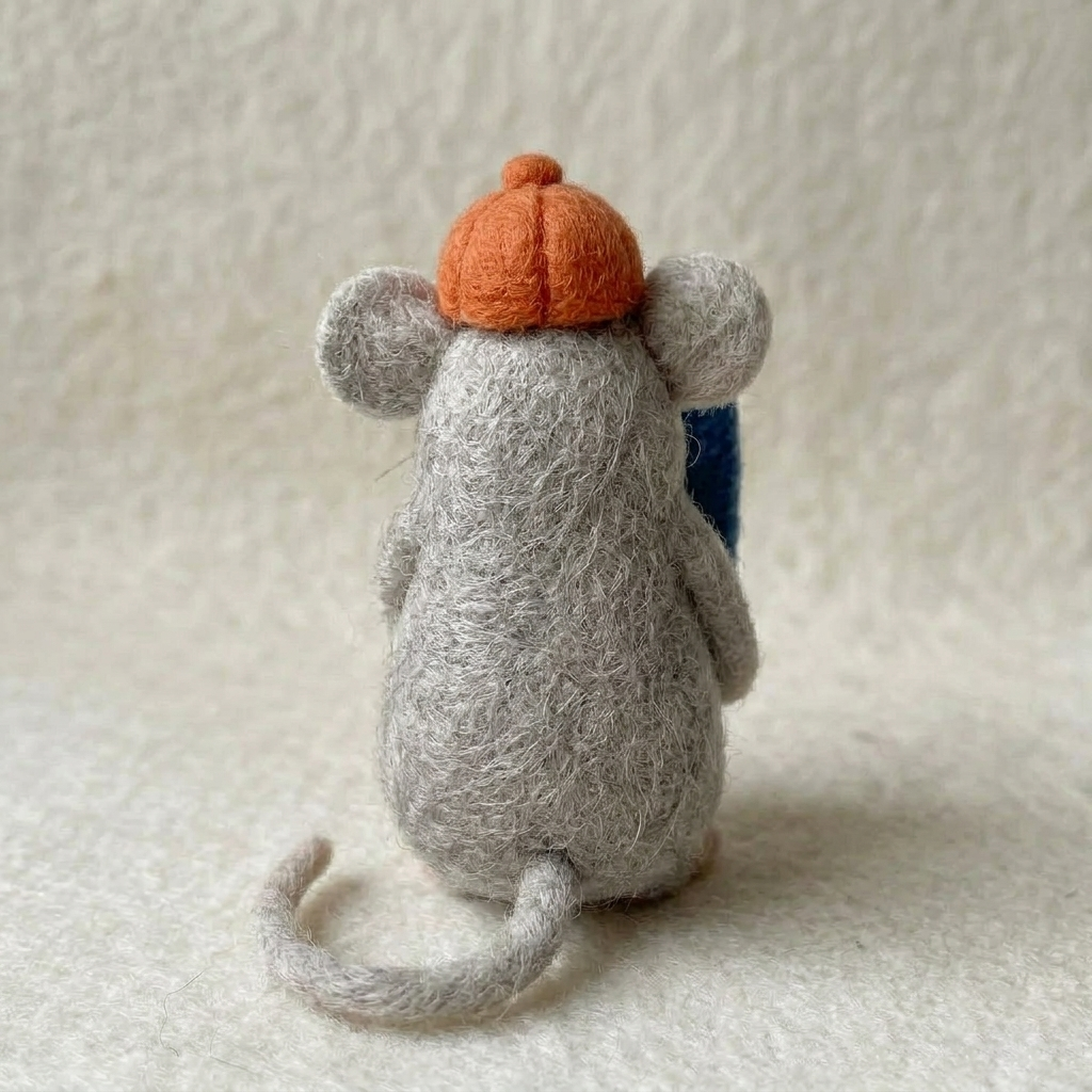 Handmade Wool Felt Surfer Mouse Figurine – Cute Summer Beach Themed Decor