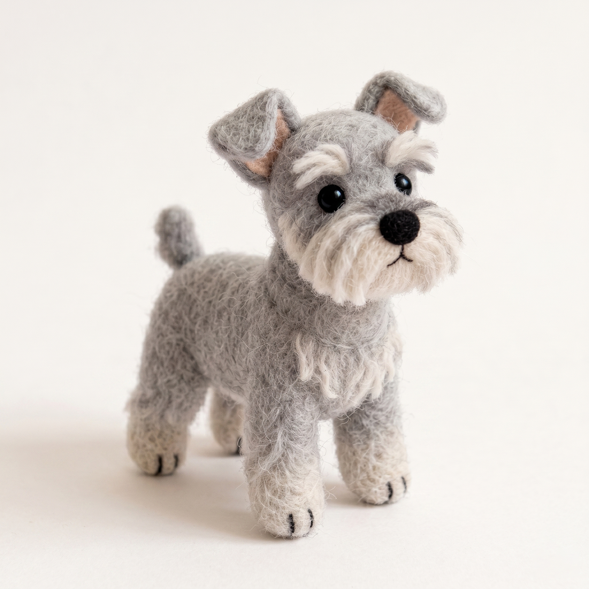 Handmade Wool Felt Schnauzer Puppy Figurine – Cute Dog Lovers Decor