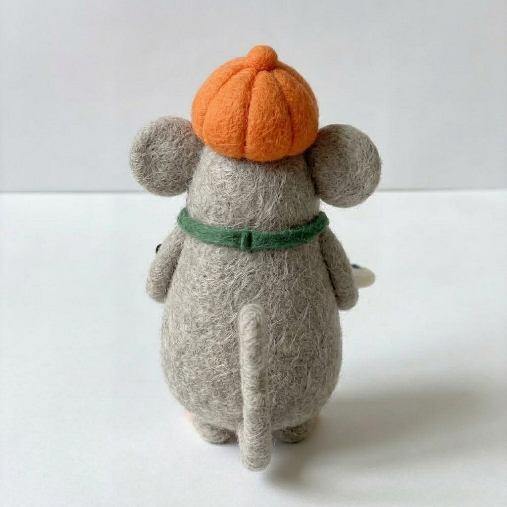 Handmade Wool Felt Artist Mouse Figurine – Cute Creative Themed Decor