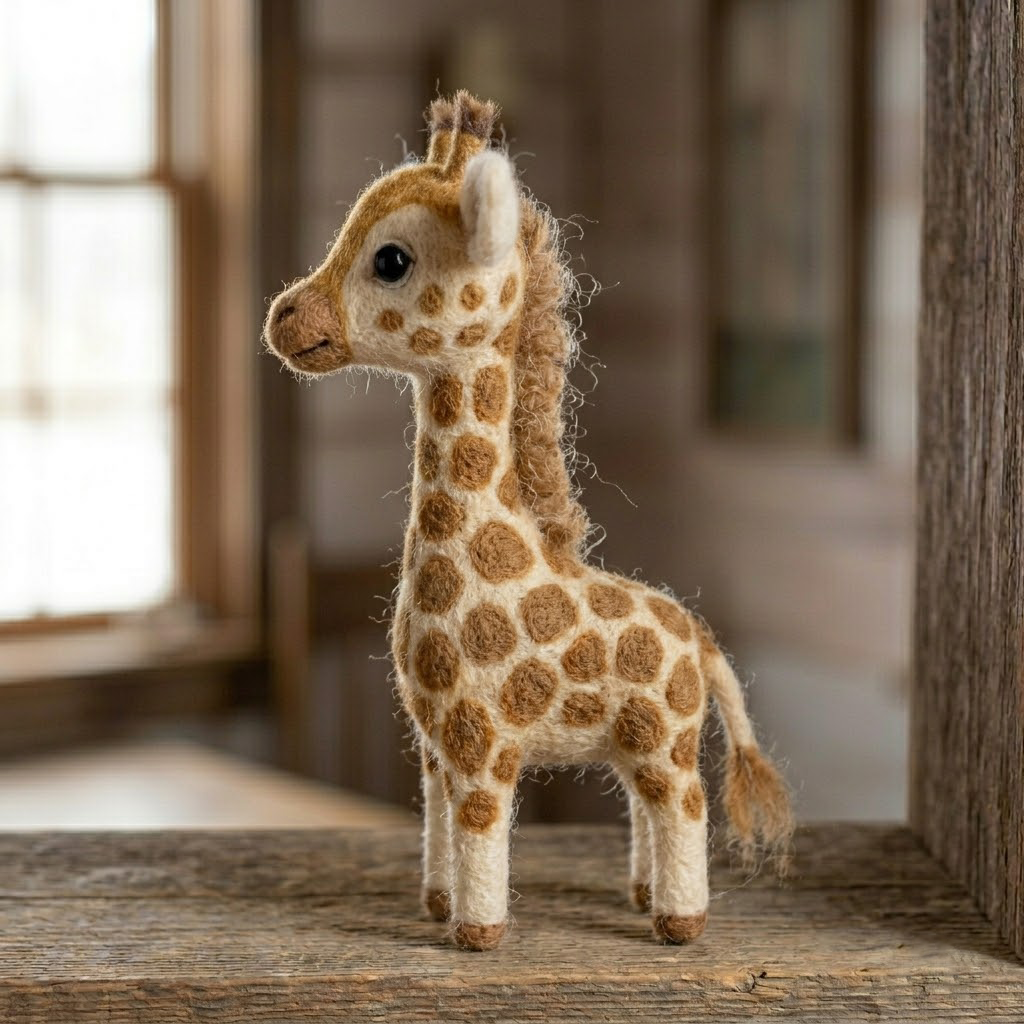 Handmade Wool Felt Giraffe Figurine – Cute Safari & Nursery Decor