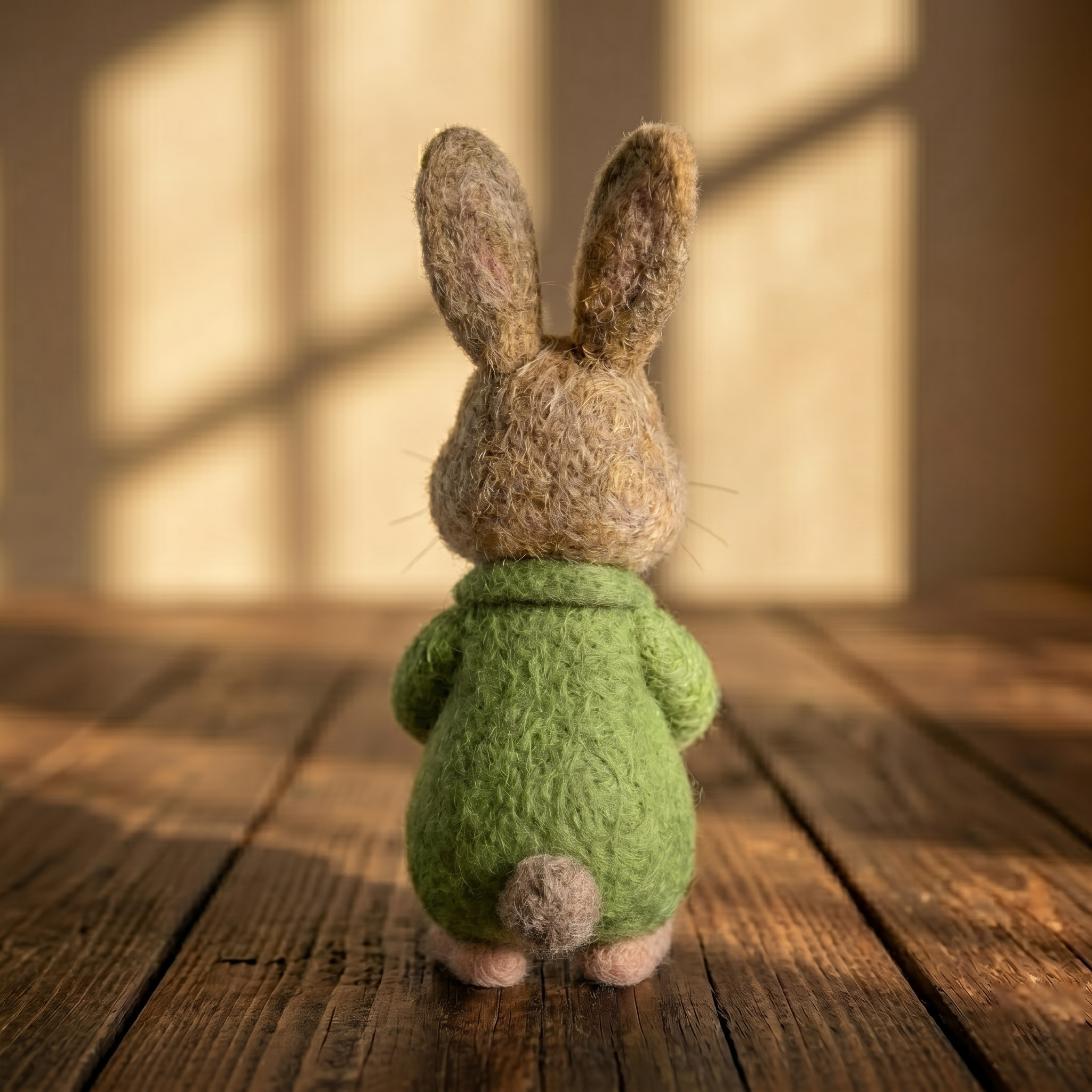 Handmade Wool Felt Peter Rabbit-Style Bunny Figurine – Cute Whimsical Storybook Decor