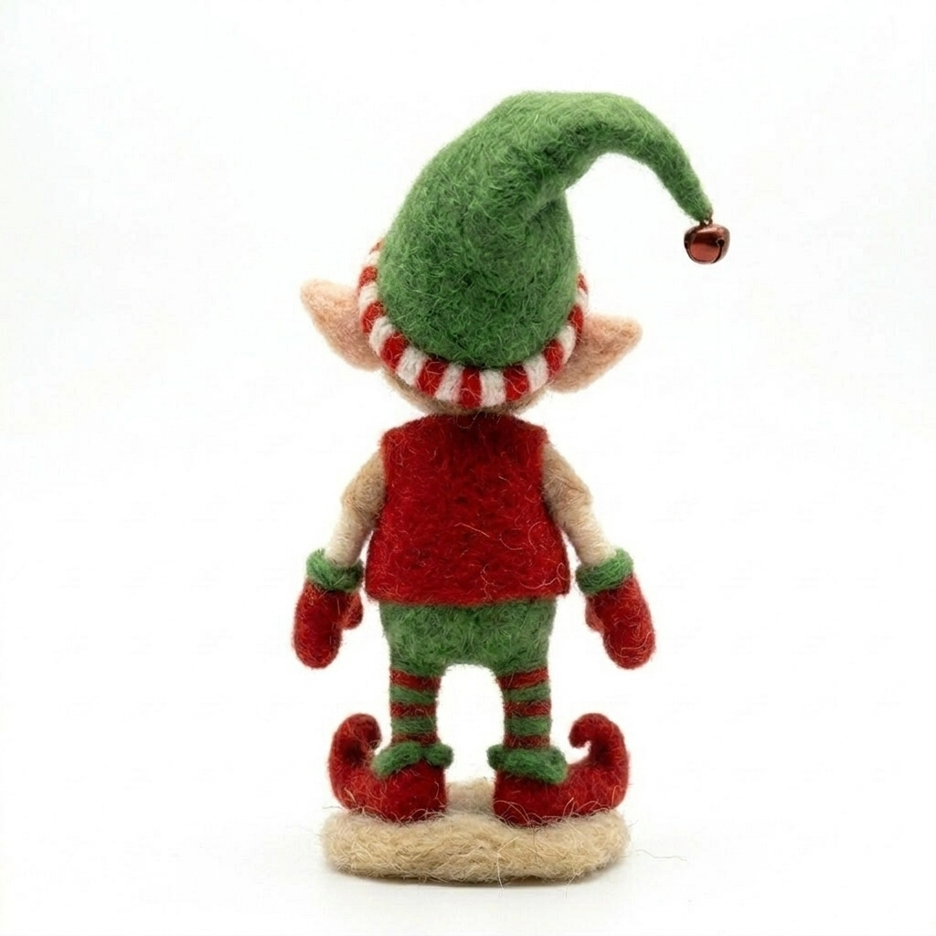 Handmade Wool Felt Christmas Elf Figurine – Cute Festive Holiday Decor