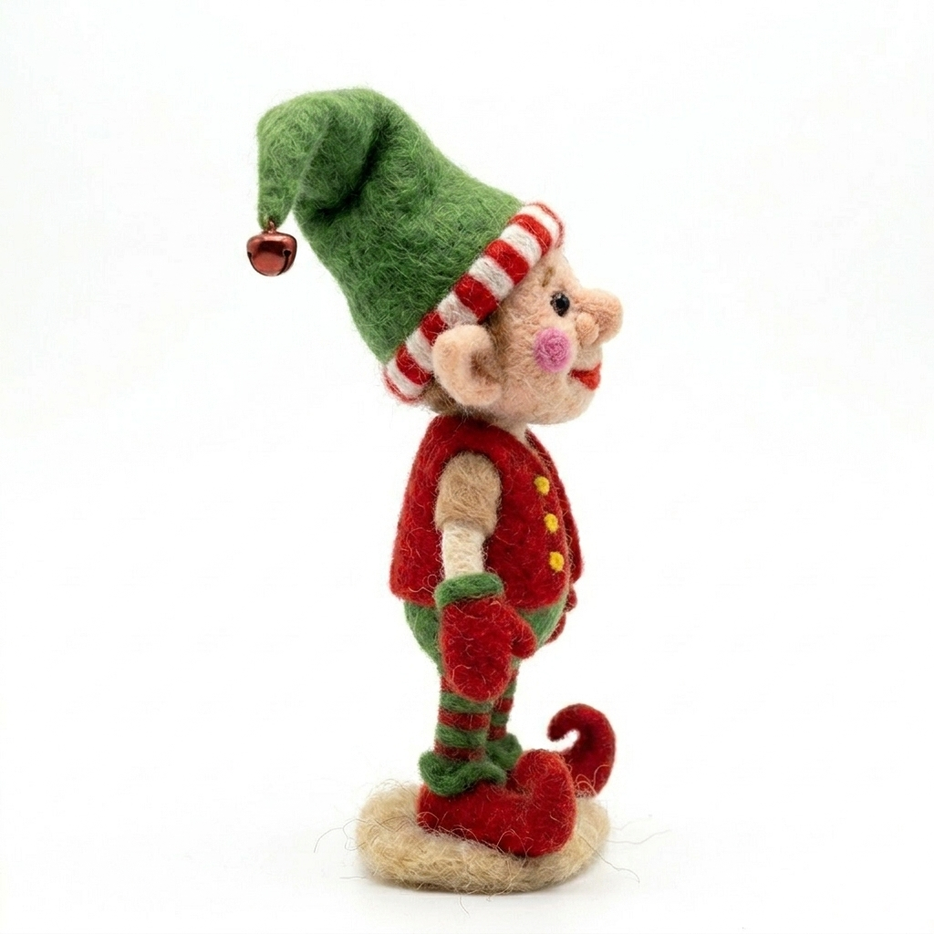 Handmade Wool Felt Christmas Elf Figurine – Cute Festive Holiday Decor