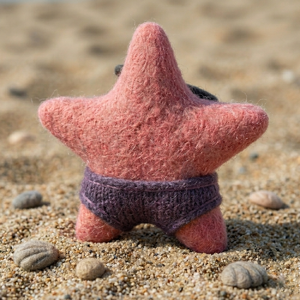 Handmade Wool Felt Cool Starfish in Sunglasses Figurine – Cute Whimsical Beach Decor