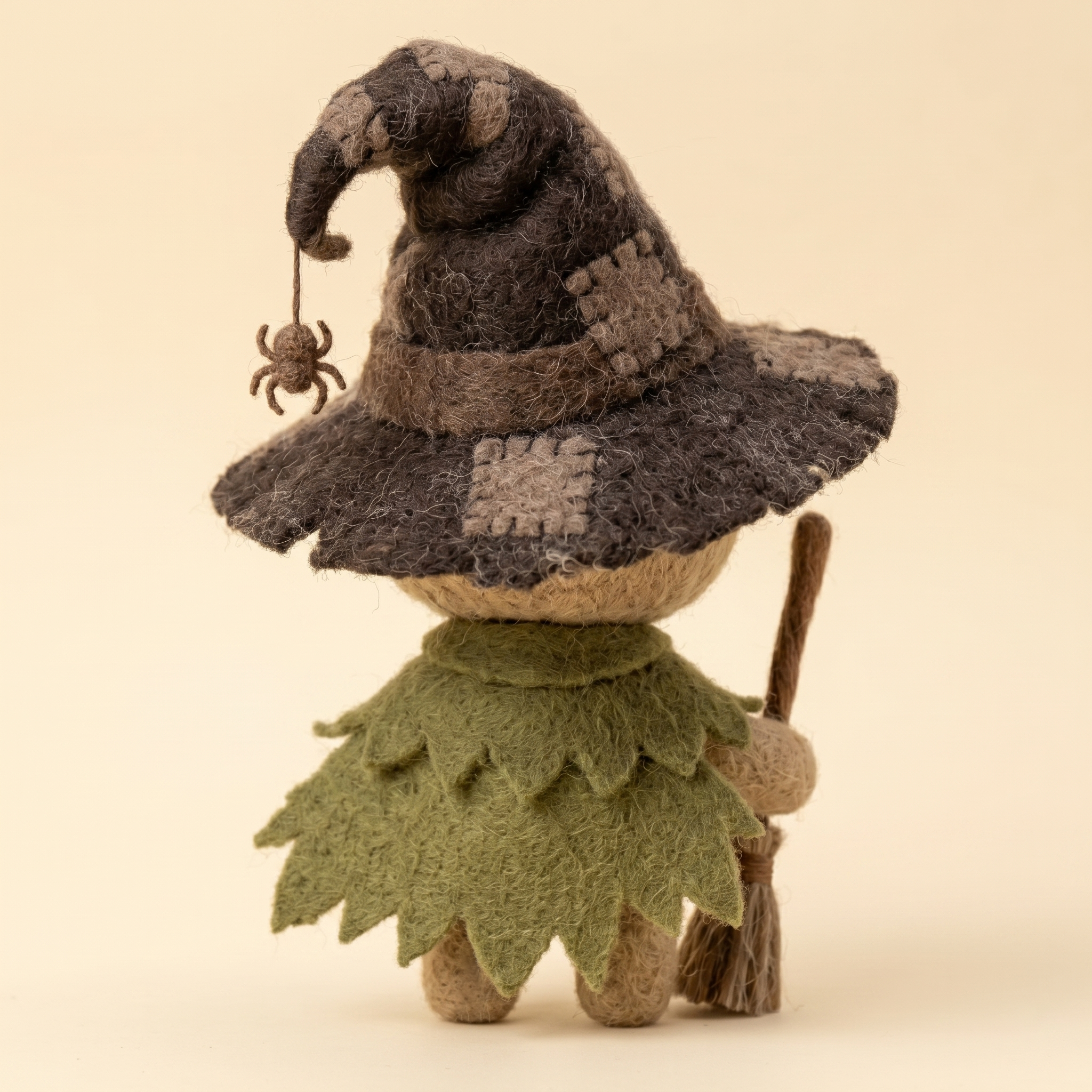 Handmade Wool Felt Witch Voodoo Doll Figurine – Cute Halloween Decor