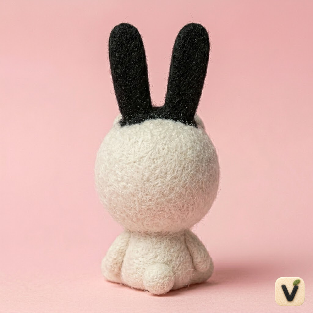 Handmade Wool Felt Funny Yawning Bunny Figurine – Cute Whimsical Cartoon Decor