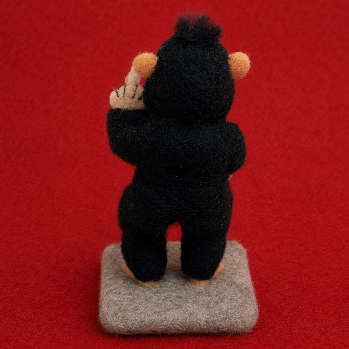 Handmade Wool Felt Sassy Gorilla Figurine – Quirky Whimsical Novelty Decor