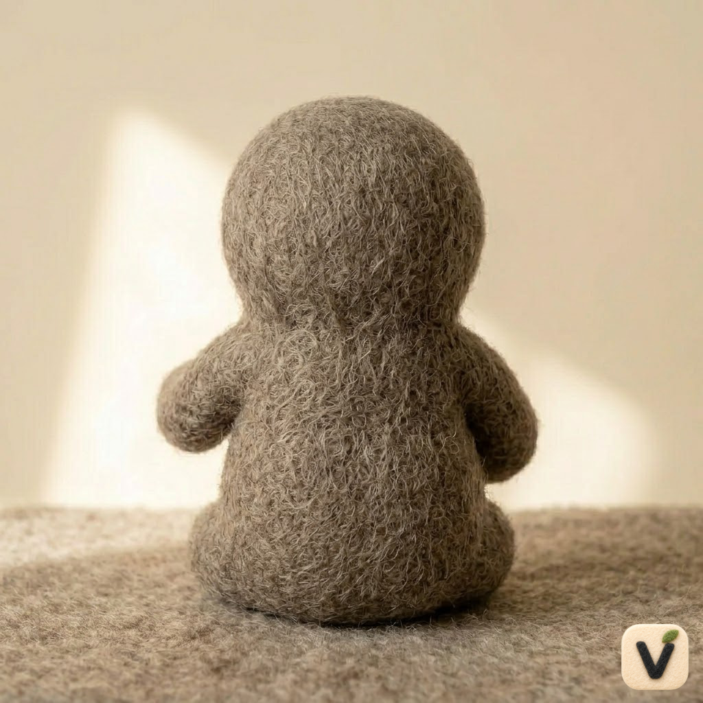 Handmade Wool Felt Smiling Sitting Sloth Figurine – Cute Rainforest Animal Decor