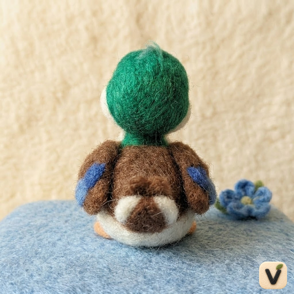 Handmade Wool Felt Mallard Duck Figurine – Cute Wildlife Nature Decor