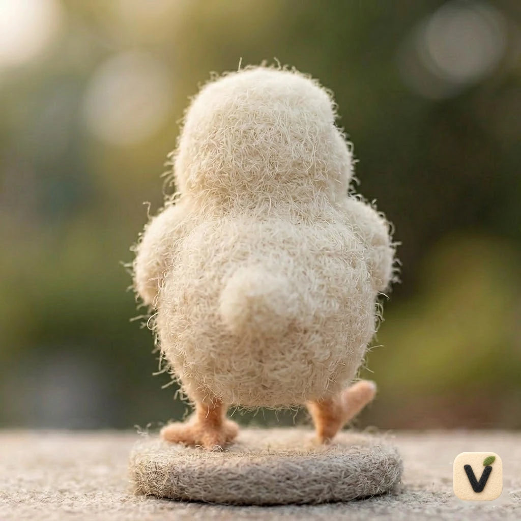 Handmade Wool Felt Winking Baby Chick Figurine – Cute Farm Animal Decor