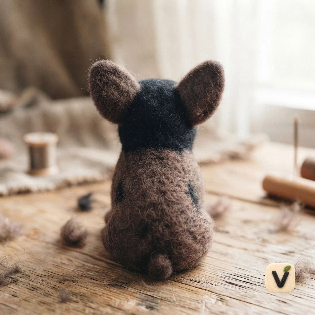 Handmade Wool Felt Mini Doberman Puppy Figurine – Pet Dog Desktop Ornament