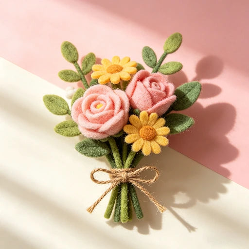 Handmade Wool Felt Mini Mixed Flower Bouquet