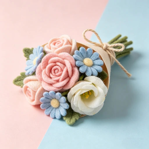 Handmade Wool Felt Mixed Flower Bouquet
