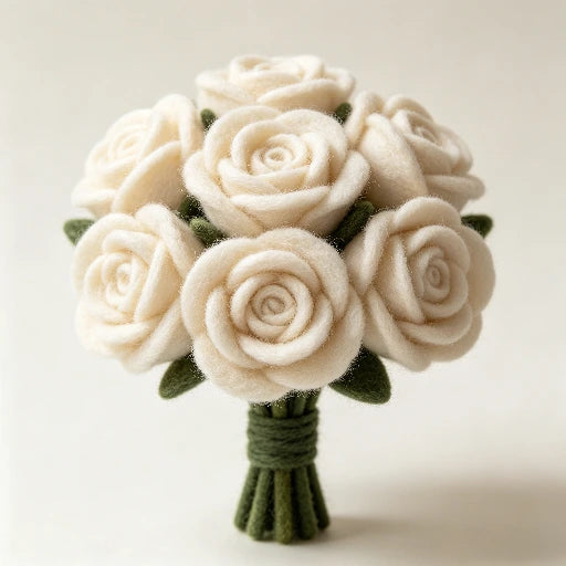 Handmade Wool Felt Rose Bouquet