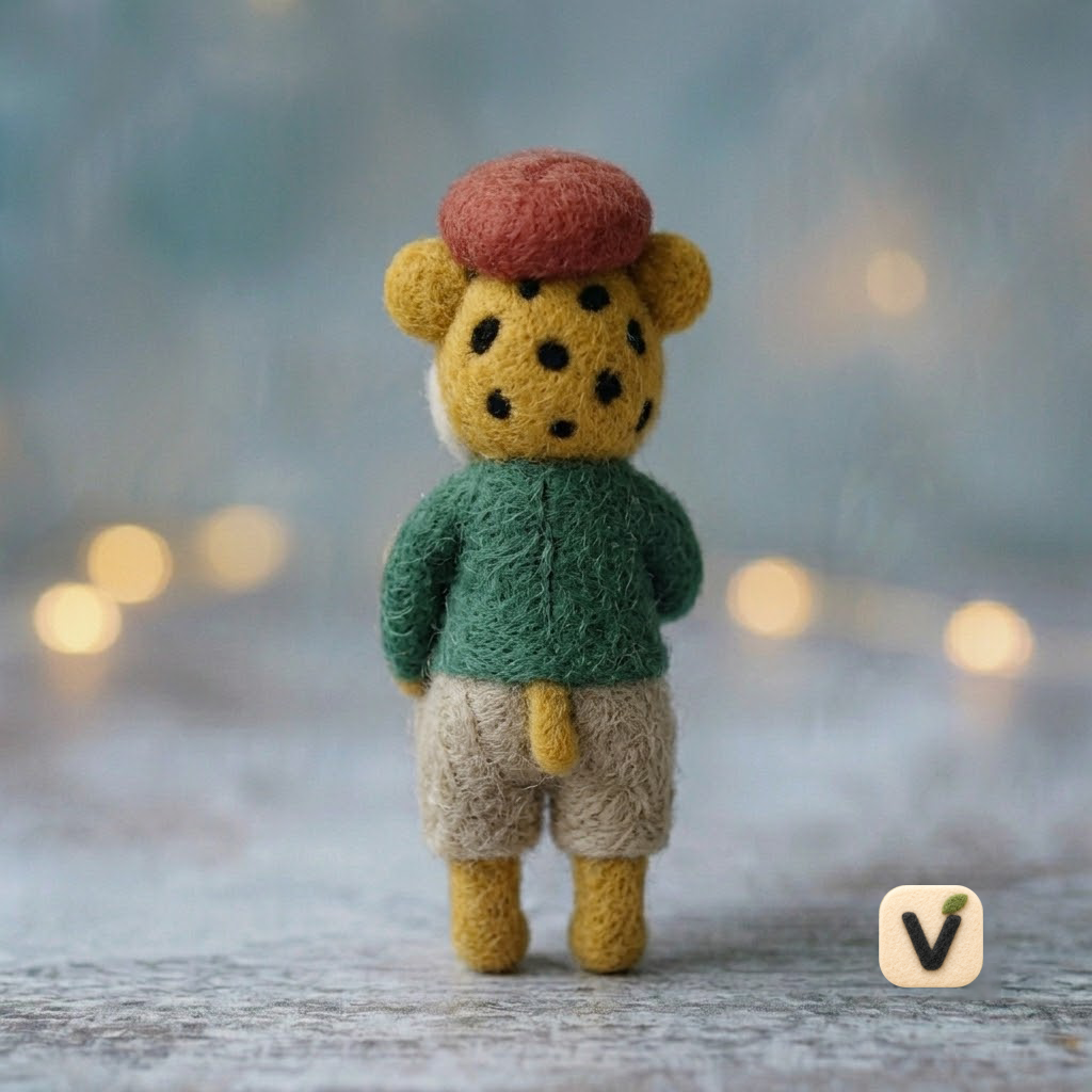 Handcrafted Wool Felt Coffee-Loving Tiger Ornament - Cute Artistic Felt Charm