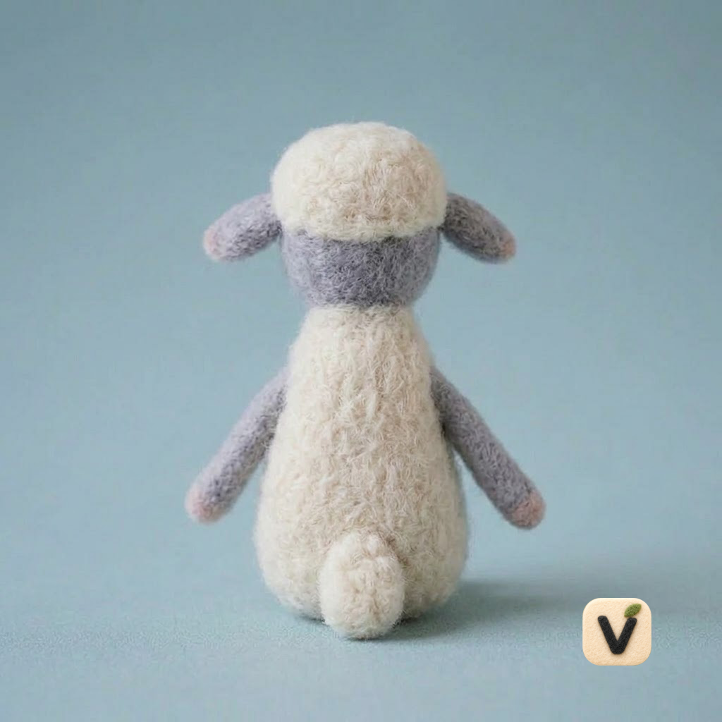 Handmade Wool Felt Sheep with Scarf and Bead Figurine – Cute Farm Animal Decor