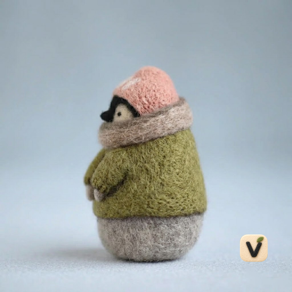 Handmade Wool Felt Penguin with Paper Boat Figurine – Cute Whimsical Decor