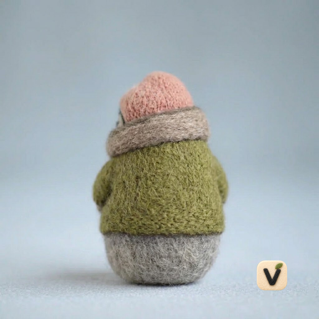 Handmade Wool Felt Penguin with Paper Boat Figurine – Cute Whimsical Decor