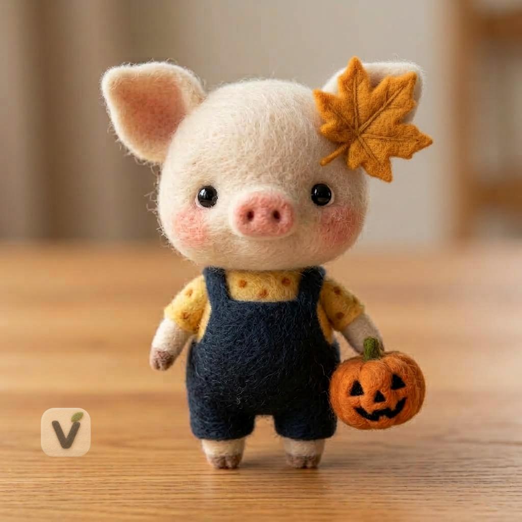 Maple Leaf Piglet Figurine