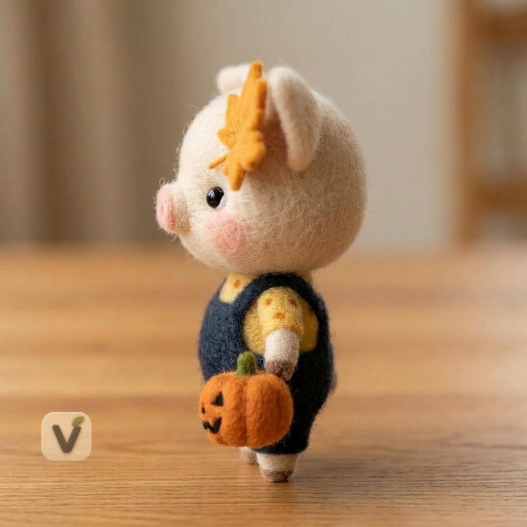 Maple Leaf Piglet Figurine