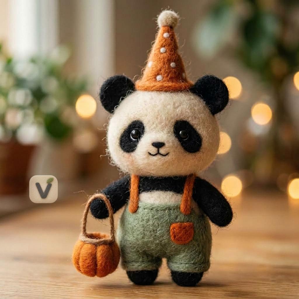 Party Overalls Panda Figurine