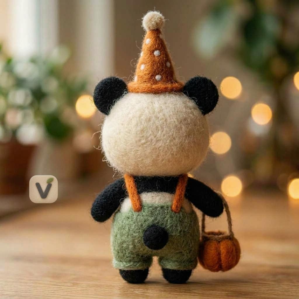 Party Overalls Panda Figurine