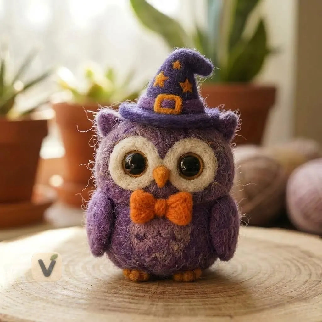 Purple Wizard Owl Figurine