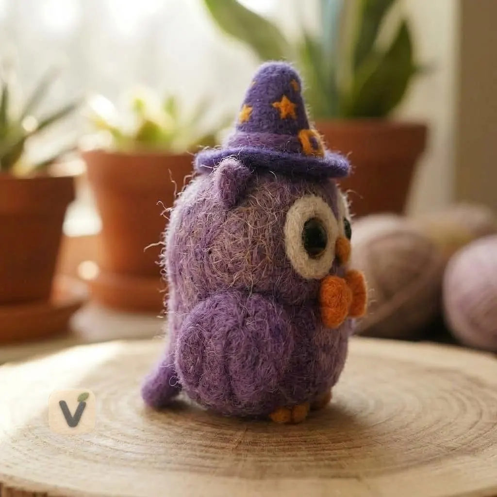 Purple Wizard Owl Figurine