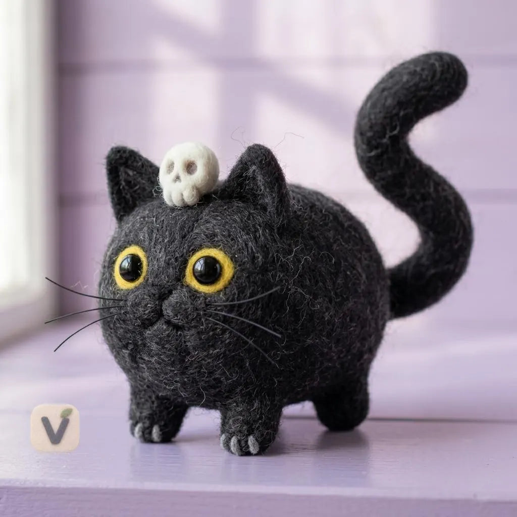 Skull Cat Figurine