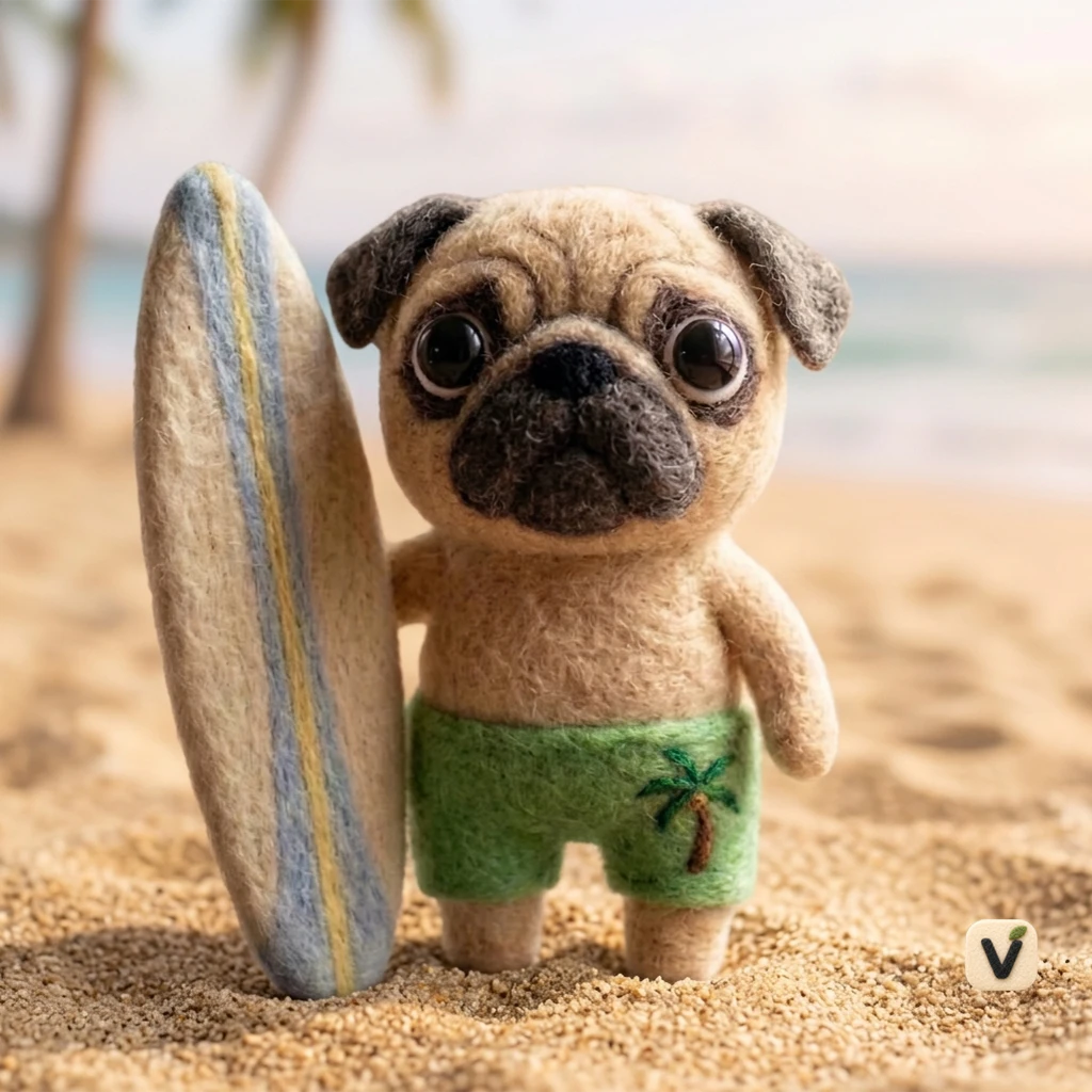 Surfer Pug Doll