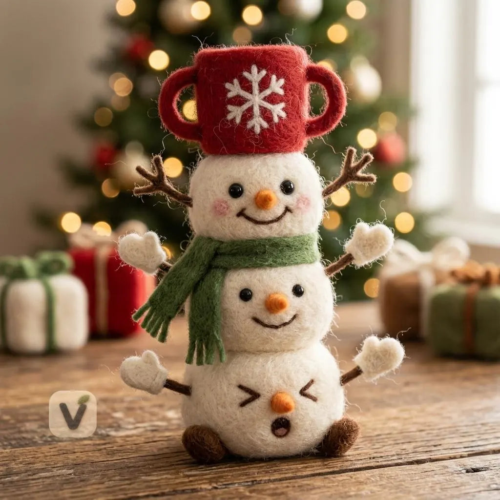 Triple Snowman Cocoa Tower Figurine