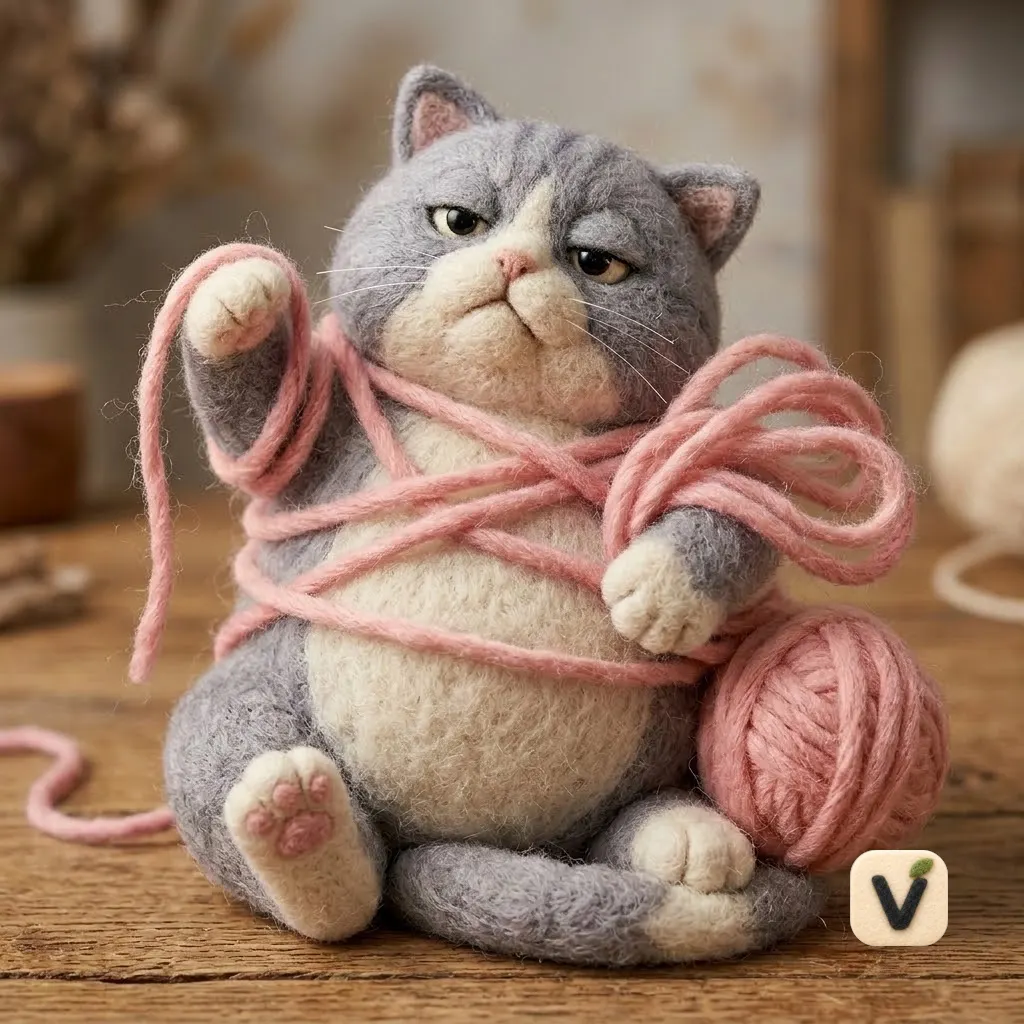 Yarn Cat Buddy Figurine
