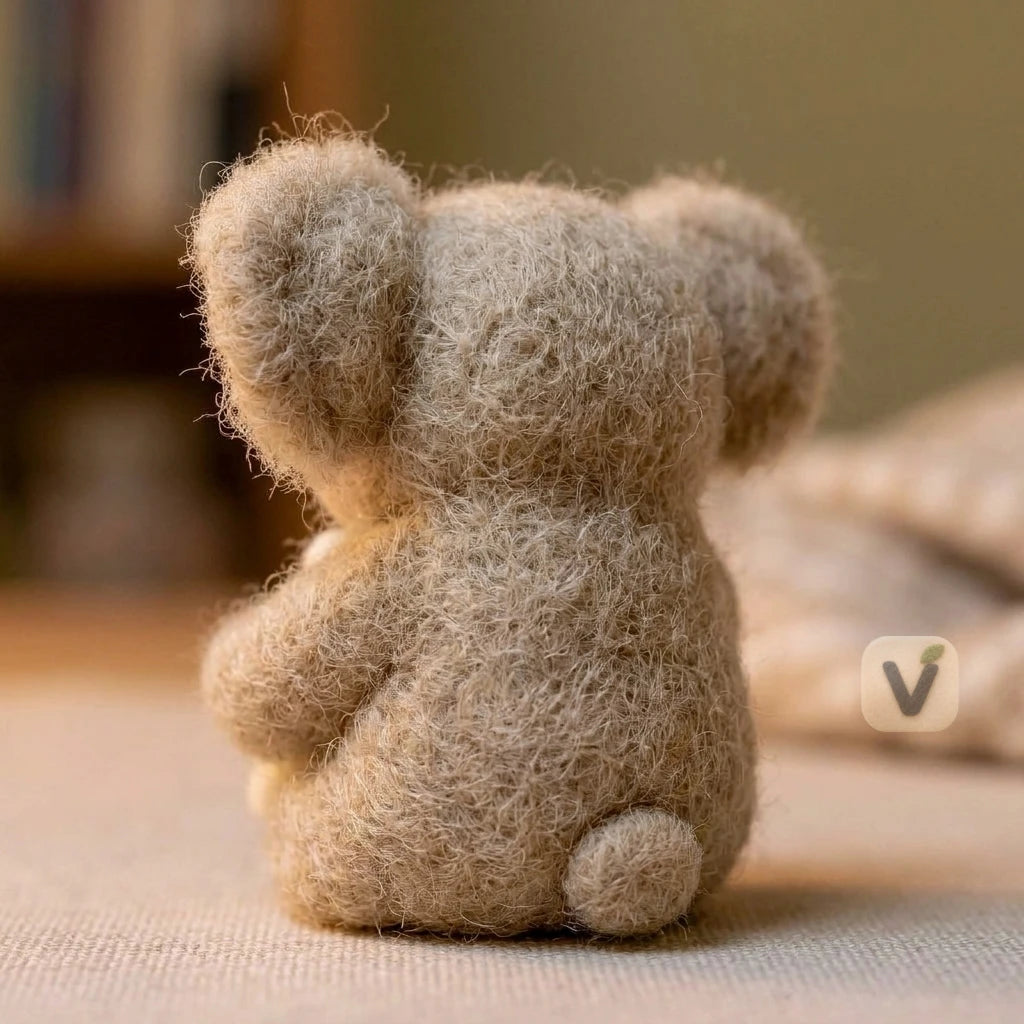 Handmade Wool Felt Sleeping Koala Ornament Holding Star Pillow – Cute Animal Desktop Ornament