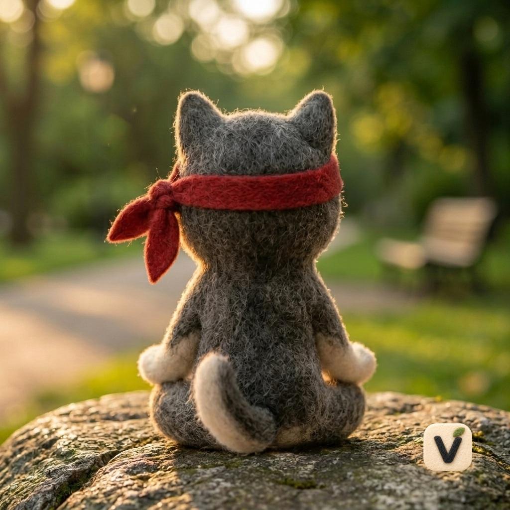 Handmade Wool Felt Meditating Husky Figurine – "Fighting" Motivational Decor