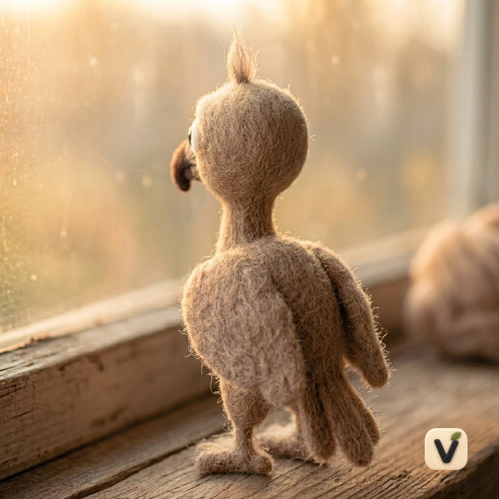 Handmade Wool Felt Cute Dodo Bird Figurine – Retro Wildlife Desktop Ornament